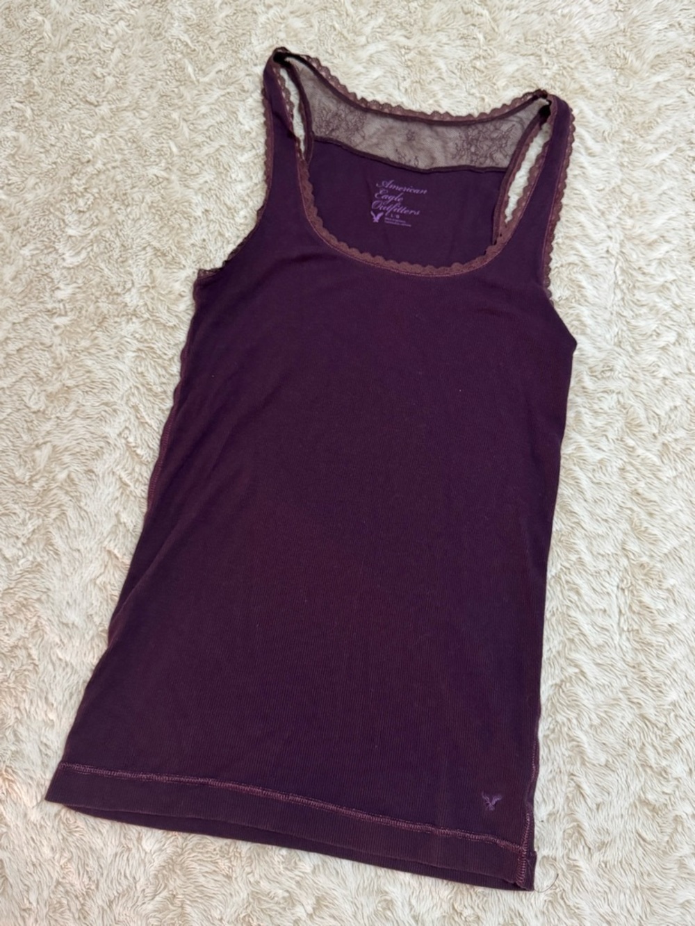 Vintage American Eagle Outfitters purple tank top with lace trim